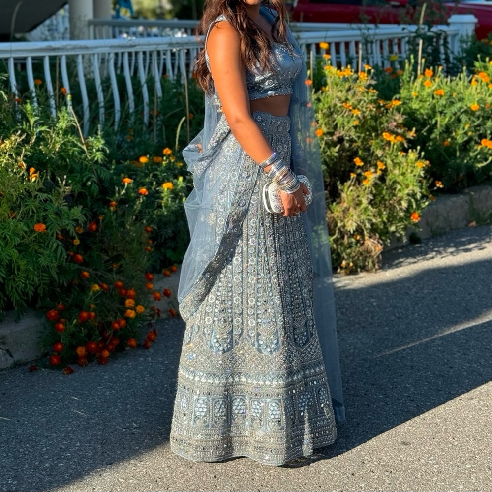 Chic Blue Heavy Embroidered Bridal Lehenga